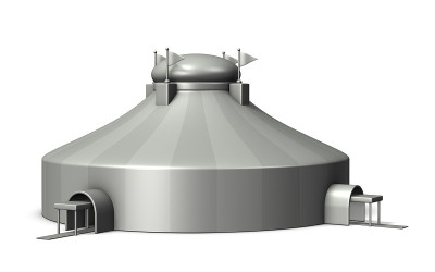 马戏团帐篷的微型建筑模型。