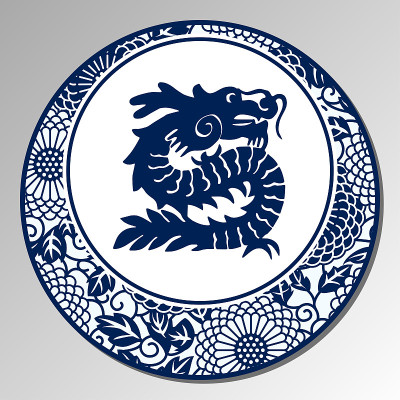 中国传统青花瓷，龙