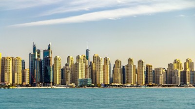 朱美拉海滩住宅从朱美拉棕榈与海的时间流逝。阿拉伯联合酋长国迪拜