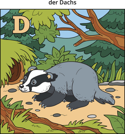 德语字母表，字母D(獾和背景)