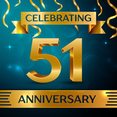 Realistic Fifty one Years Anniversary Celebration 