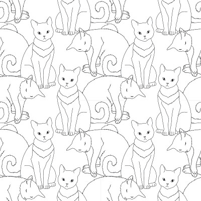 黑白无缝图案配猫。