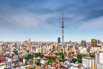 东京，日本浅草的天际线
