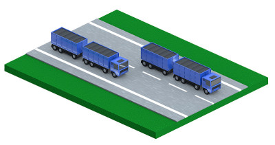 拖车在道路上等距行驶