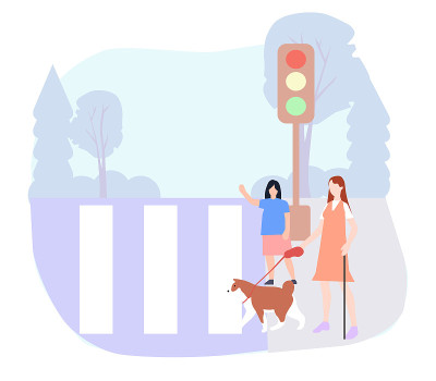 残疾人过马路，矢量图形