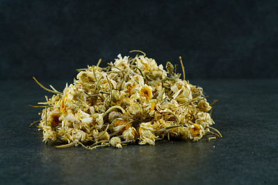 有孤立白色背景的干洋甘菊