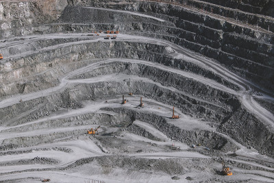 Aerial view industrial of opencast mining