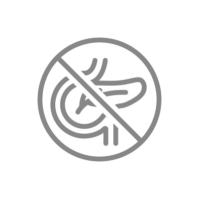 带有胰腺线图标的禁止标志。切除内脏器官，无胰腺标志