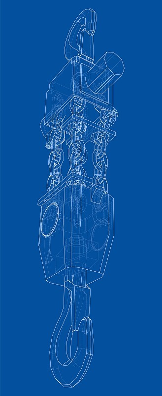 Pneumatic Wire Rope Winch concept outline. Vector