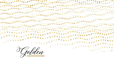 beautiful golden dots wavy lines on white backgrou