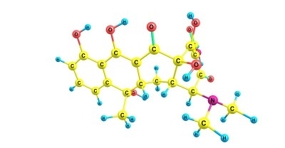 四环素分子结构孤立于白色