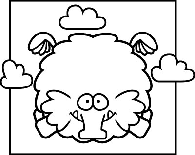 卡通长毛象在天空中