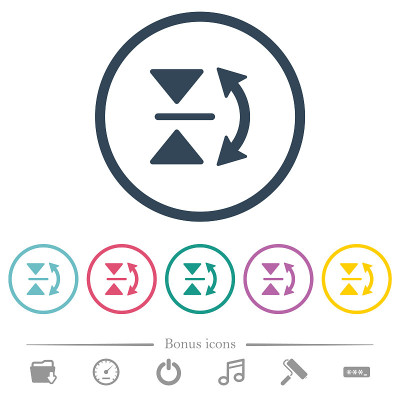 垂直翻转的圆形轮廓颜色图标