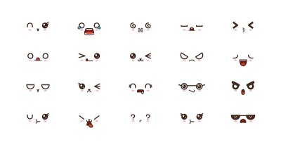 Kawaii smile emoticons. Japanese emoji