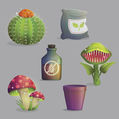 神奇幻想植物和花卉收集