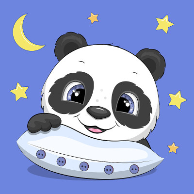 抱着枕头的熊猫。