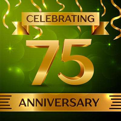 Realistic Seventy five 75 Years Anniversary Celebr