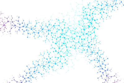 医学，科学，技术，化学的科学分子背景。用DNA分子做的科学模板墙纸或横幅。动态波流DNA。分子的矢量