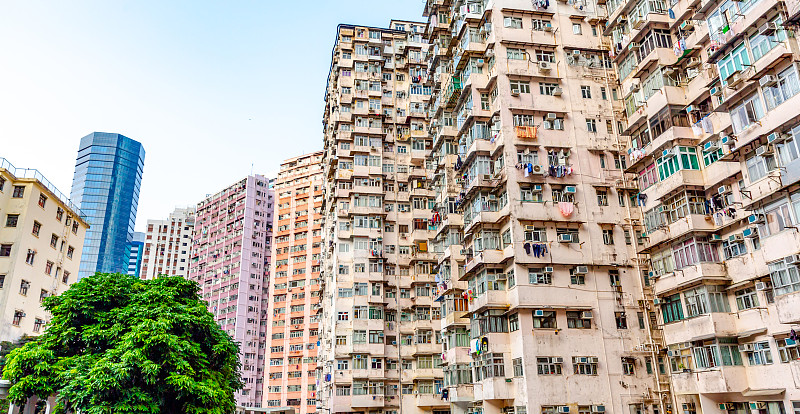 中国香港拥挤的公寓楼