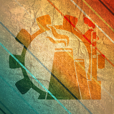 原子站和齿轮图标