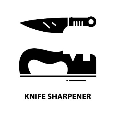 knife sharpener icon, black vector sign with edita