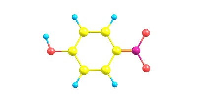 4-硝基苯酚分子结构孤立于白色