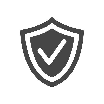 Shield with check mark icon isolated on white back