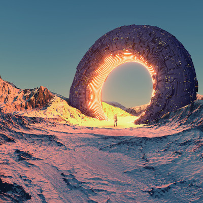 山上梦幻的风景。这是一个3d渲染图。