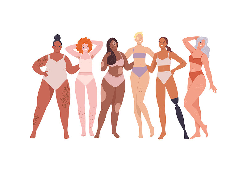 Body-positive女性。