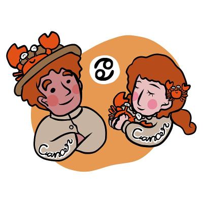 可爱的癌症占星术卡通矢量插图