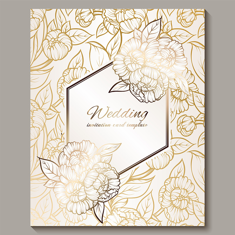 Exquisite royal luxury wedding invitation, gold on