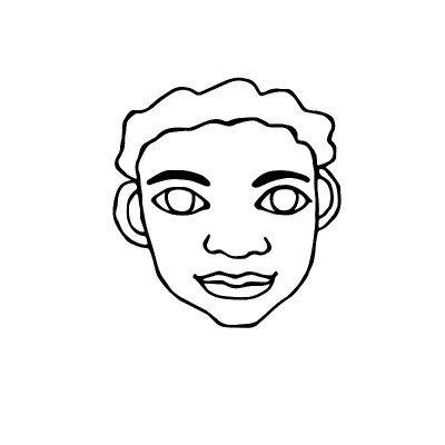 矢量轮廓脸人。手绘线条艺术插图。一个男人、女人、男孩、女孩的头，在一个涂鸦的风格，孤立在一个白色的背