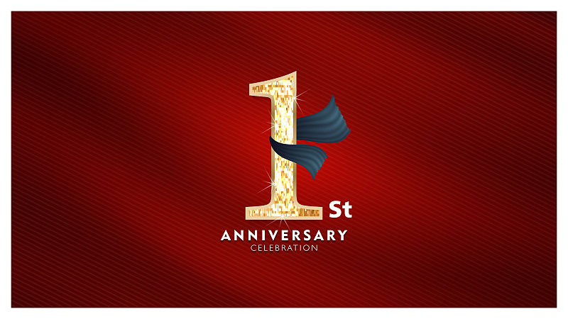 1st Anniversary celebration - Golden numbers with 