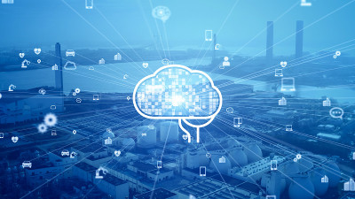 AI(人工智能)和行业概念。工业技术。4.0行业。通信网络。