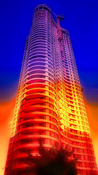 日落后特拉维夫建筑的美丽图片