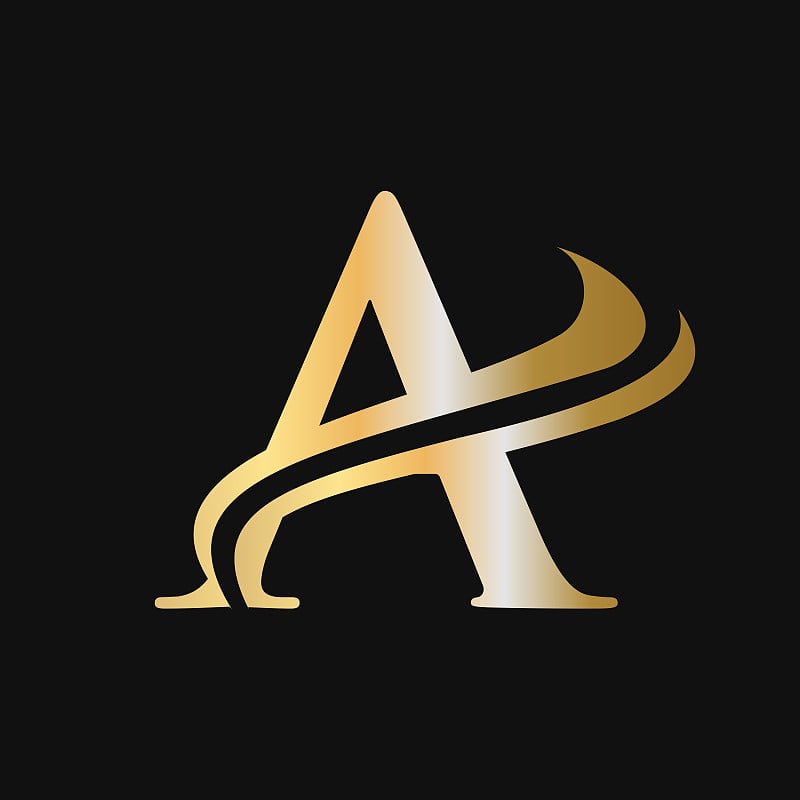 A Letter Logo Luxury Concept。为公司名称，标签，徽章，印刷，纺织，spa