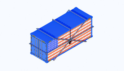 美国贸易和商业封锁概念设计和货物集装箱的3d渲染。