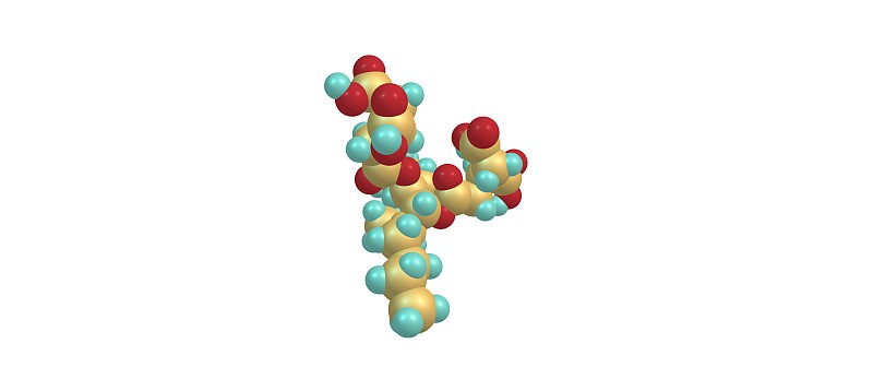 伏马菌素分子结构孤立于白色