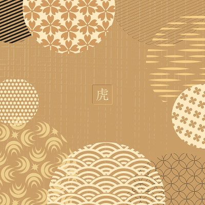 2022年新年快乐。带有中国新年元素的水平横幅。纹理在浅色背景上。从中文翻译过来——老虎的象征。