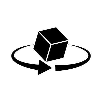 三维旋转图标。360度旋转。矢量数据集图标。