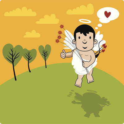 丘比特用鲜花