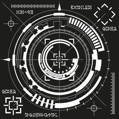 Futuristic HUD elements.