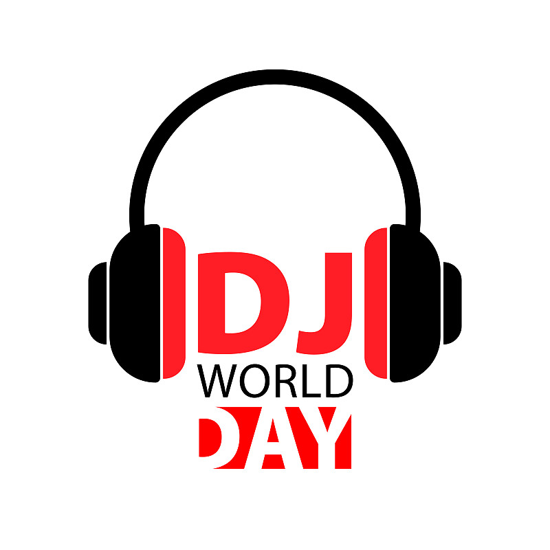 世界dj日。白色背景。矢量插图。