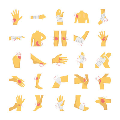Human Body Parts Injury Flat Icons Pack