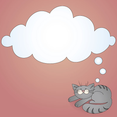 带有思想泡泡的卡通猫