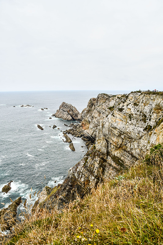 莫赫悬崖，照片作为背景，在playa del silencio，沉默的海滩，阿斯图里亚斯元首，西班牙