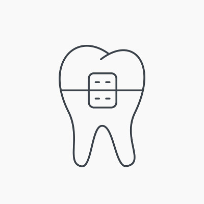 牙科牙套图标。牙齿保健的迹象。