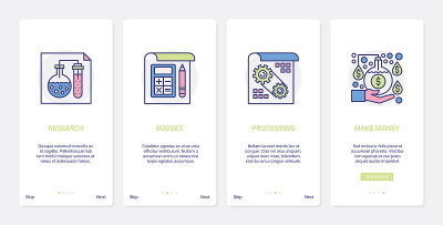 商业市场研究赚钱UX, UI登陆手机应用页面屏幕设置