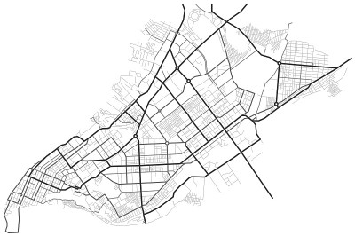 城市地图-城镇街道的计划。道路平面图。城市环境，建筑背景。向量