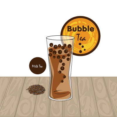 泡泡茶图案杯